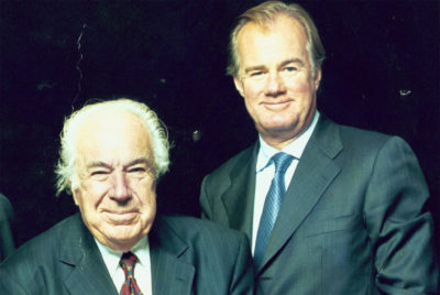Portrait of Stefan Persson with H&M founder Erling Persson